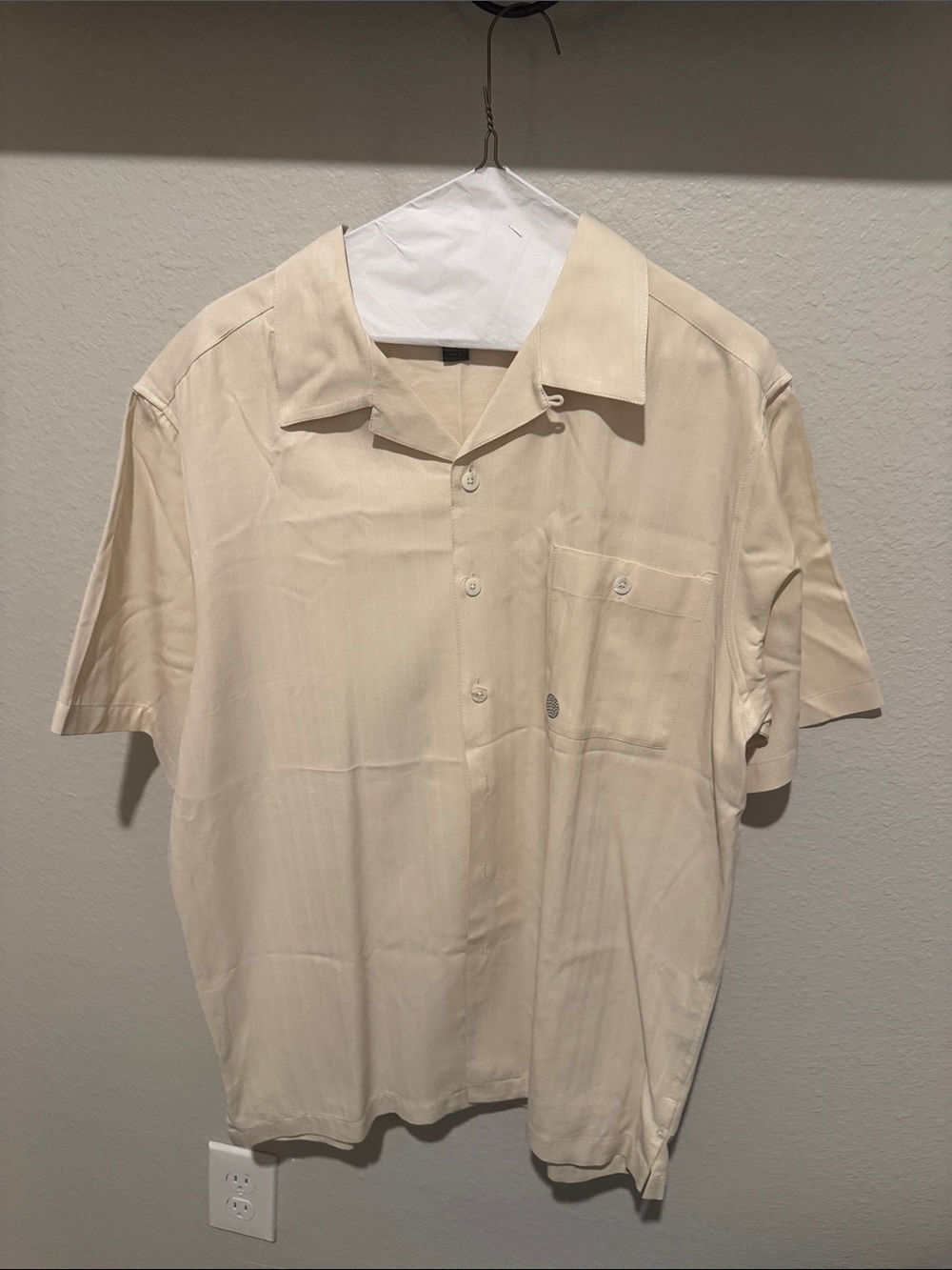 Caribbean Joe Cream Short-Sleeve Camp Collar Button-Down Shirt